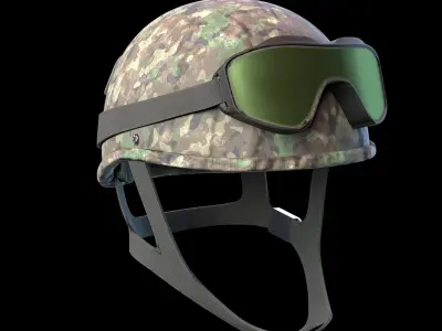 MILITARY Game Ready  Tactical Helmet with Visor Glasses Low-poly Low-poly 3D model
