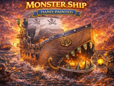 Monster Ship Hand-Painted Low-poly 3D model