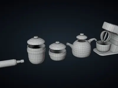 Rolling Pin Kettle Mixer - Stylized Kitchen Pack - Part 11 Low-poly 3D model