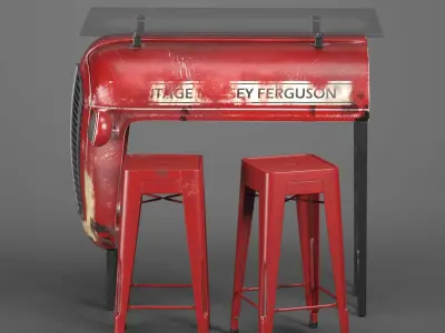 Vintage Design Bar Low-poly 3D model