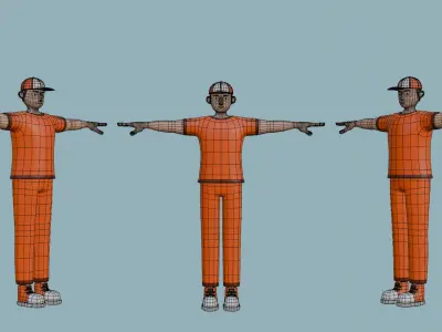 Delivery Man Cartoon Character Low-poly 3D model