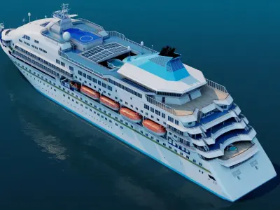 Sleek Medium Sized Cruiseship Low-poly 3D model