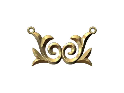 Antique floral scroll pendant 3D print model