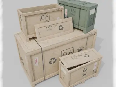 Customizable Wooden Crate Duo - Long Forms 3D model