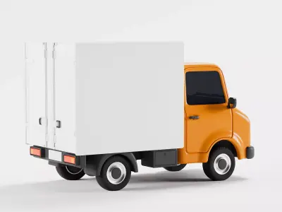 Stylized delivery truck Low-poly 3D model