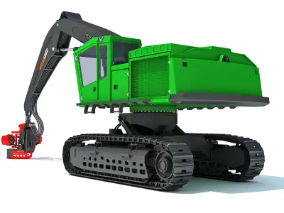 Tracked Forestry Harvester 3D model