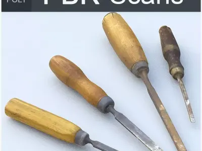Chisels High Poly woodworking tools - woodworking tools 3D model
