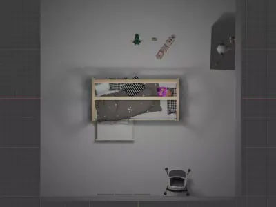 Modern Kids Bedroom Interior 3D Scene Free low-poly 3D model