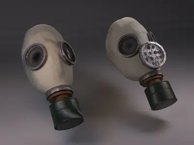 Gas masks collection Low-poly 3D model