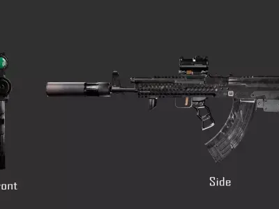 Game-Ready Tactical Assault Rifle I 14K Quads I 2K PBR Low-poly 3D model