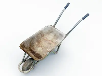 Dirty Wheelbarrow Low-poly 3D model