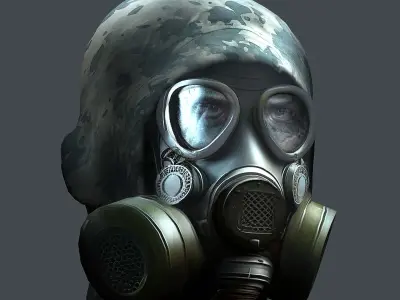 Gas mask helmet 3d model military combat Low-poly Low-poly 3D model 10