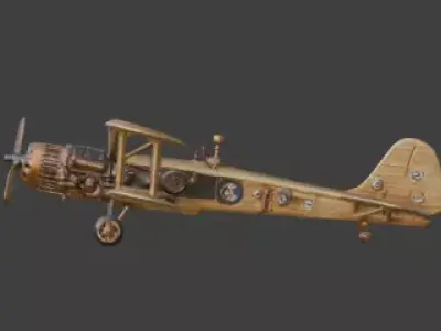 Stylized 3D Steampunk Reconnaissance Aircraft Low-poly 3D model