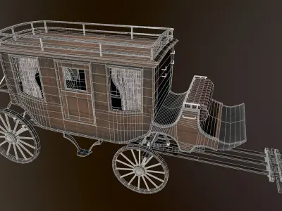 Stage Coach Low-poly 3D model