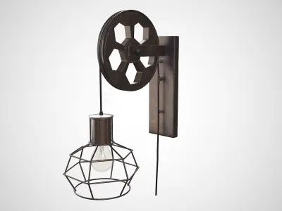 Industrial lamp with wheel 3D model