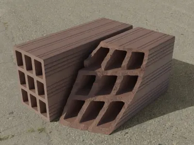 Hollow Clay Bricks Low-poly 3D model