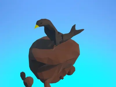 Lowpoly bird flying in air Low-poly 3D model