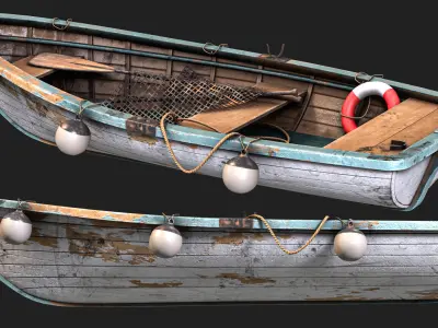 Old Paddle Boat Low-poly 3D model