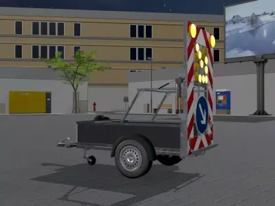 Traffic sign 616-31 Mobile barrier sign right 2500x1700 Low-poly 3D model
