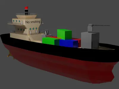 Low Poly Game Ready Industry Ship Low-poly 3D model