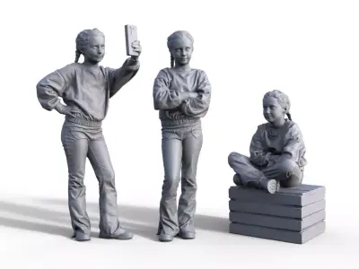 childrens figures for Modelship Diorama model railway 3D print model