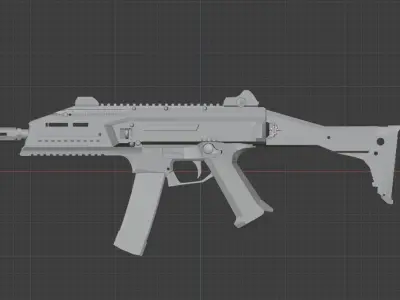 Machine Gun GNB HPA CZ Scorpion EVO 3 A1 - Two Types  Low-poly 3D model