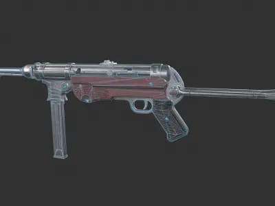 MP40 Submachine Gun Low-poly 3D model