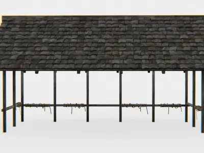 Old Wooden Medieval Building Shed 3 Low-poly 3D model