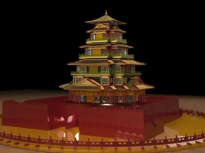 Chinese ancient house  3D model get
