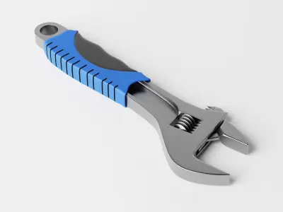 Adjustable Wrench tool Low-poly 3D model