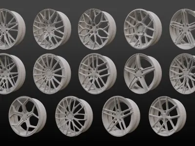 14 Super Sport Cars Rim Base Mesh  Game Ready Low-poly 3D model