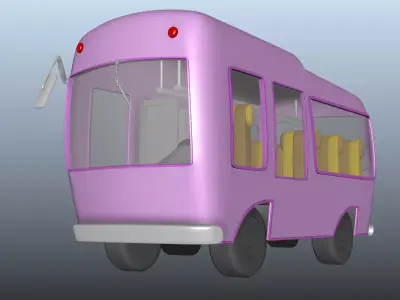 Cartoony Bus Model Low-poly 3D model