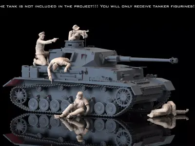WW2 German Tank Crew STL  WWII Soldier Figures for Diorama  3D print model