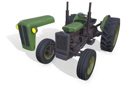 Old Generic Tractor Low-poly PBR Low-poly 3D model