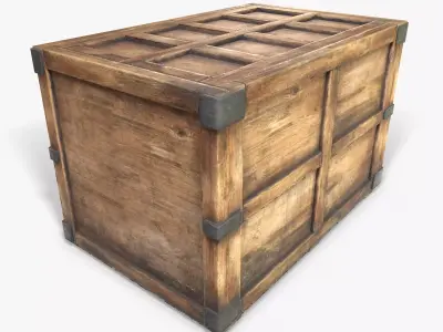 3D Wooden Crate Game Ready PBR Textures Low Poly Low-poly 3D model