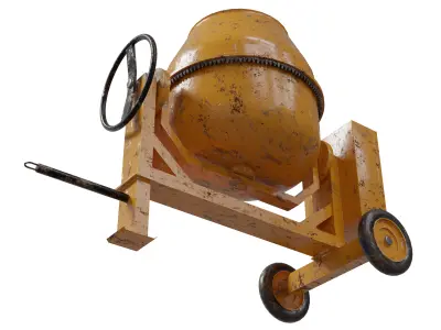 Portable Concrete Mixer Low-poly 3D model