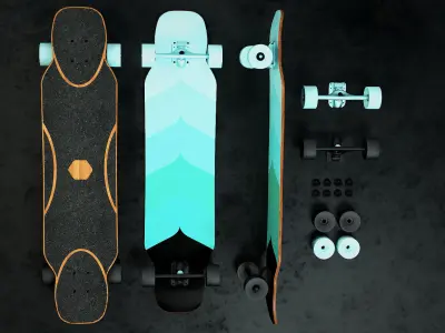 Rigged Longboard - Factory New Low-poly 3D model