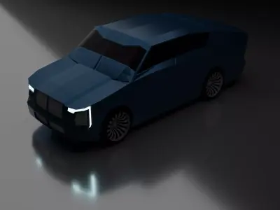 Low Poly Armored SUV TRUCK Futuristic Low-poly 3D model