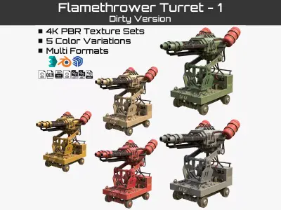 Flamethrower Turret-1-Dirty 3D Model Pack