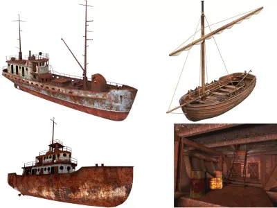 Old Ship Collection  3D Model Pack