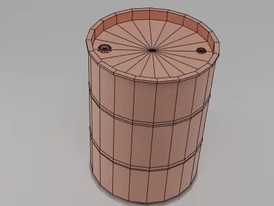 Metallic dirty barrel PBR Low-poly 3D model