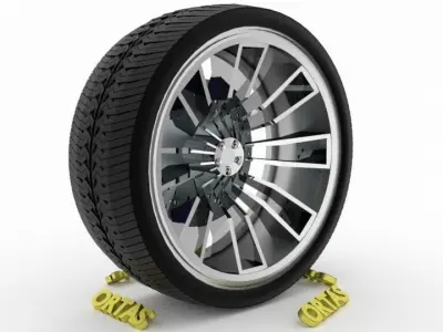 ORTAS CAR WHEEL RIM 97 GAME READY WHEEL RIM TIRE 3D model