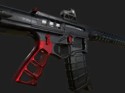 AR 15 Skeletonized Low-poly 3D model