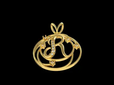 Alphabet R Diamond Pendant 3D print model