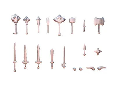 Basic Weapon Set - Proto Series Low-poly 3D model