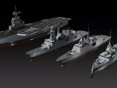 Modern French navy warships 3D Model Pack
