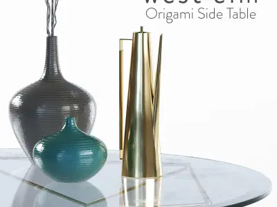 Western Elm Origami Table 30 inches 3D model