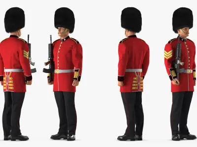 British Royal Guard Holding Gun 3D model