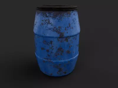 Blue drum  Low-poly 3D model