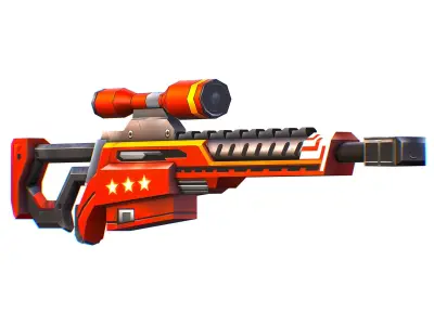 LowPoly Cartoon Sci-Fi Sniper Rifle Future Low-poly 3D model 4